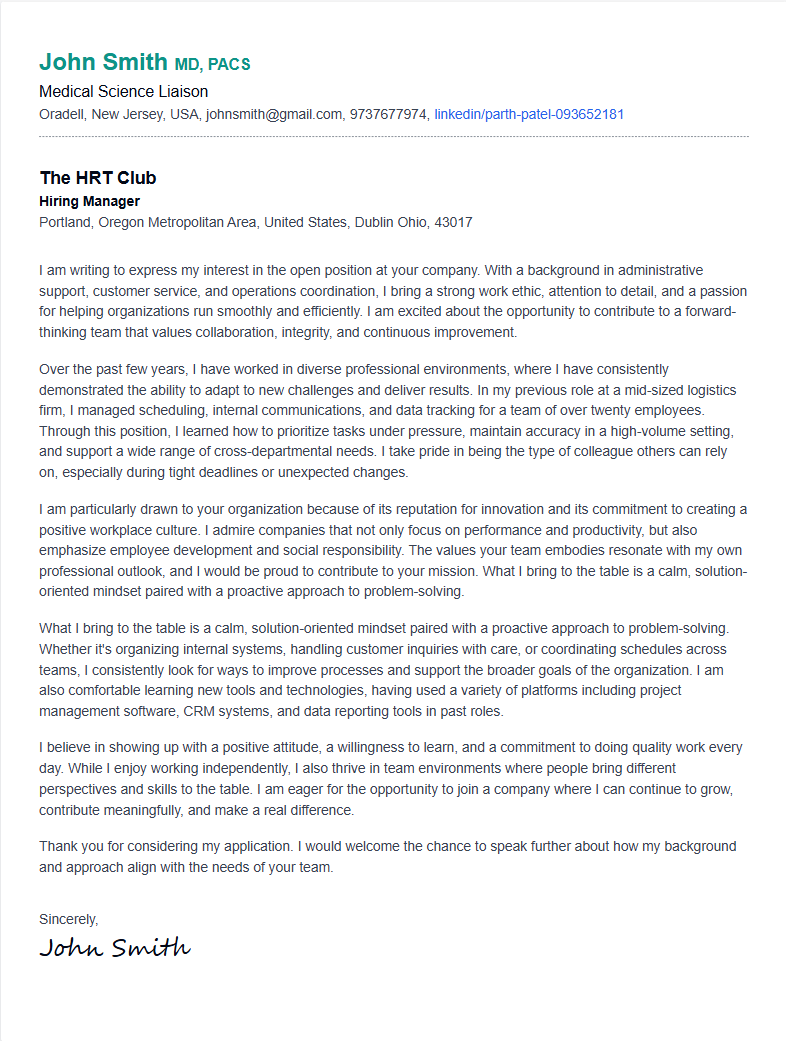 Classic Cover Letter Template
