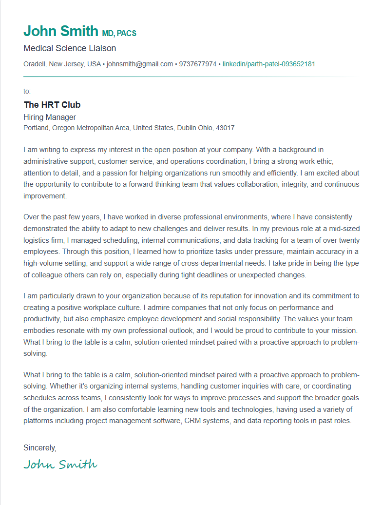 Modern Cover Letter Template