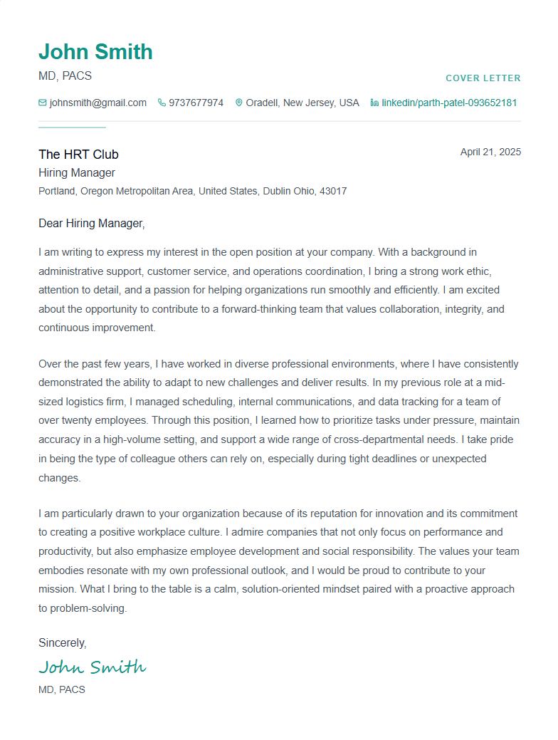 Refined Cover Letter Template